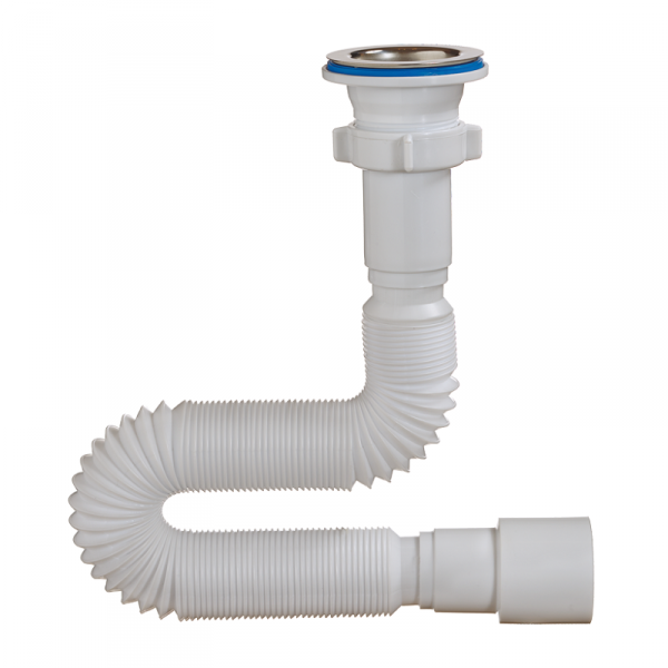 ОРИО Сифон гофрир. Д/раковины и мойки 1 1/2"х40/50мм L 1250мм, решетка d=70мм А-3013